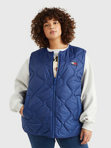blue curve reversible quilted vest for women tommy jeans