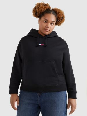 Curve Essential Badge Boxy Fit Hoody | BLACK | Tommy Hilfiger