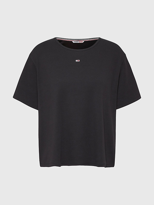 black curve essential ribbed t-shirt for women tommy jeans
