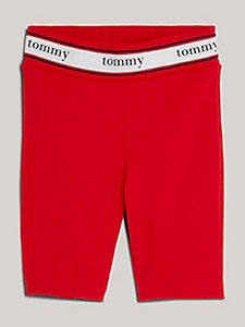 shorts da ciclista in jersey a coste rosso da donna tommy jeans