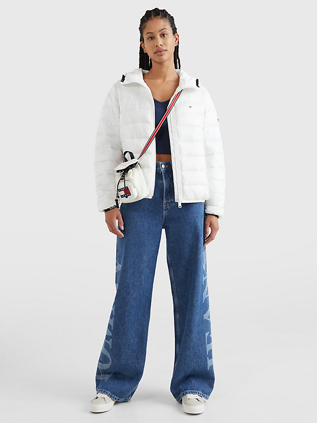 WHITE Essential Logo Tape Padded Jacket for women TOMMY JEANS