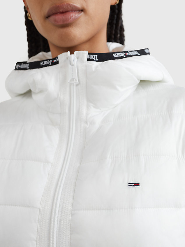 white essential quilted hooded jacket for women tommy jeans