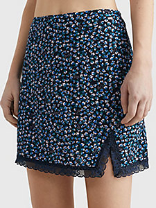 blue ditsy floral print lace mini skirt for women tommy jeans