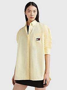 geel oversized overhemd met badge voor dames - tommy jeans