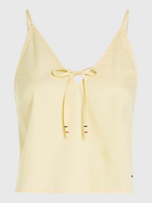 Poplin Tie Detail VNeck Crop Top YELLOW Tommy Hilfiger
