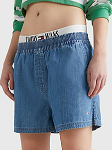 shorts in chambray di cotone biologico denim da donna tommy jeans