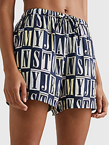 black spell-out print shorts for women tommy jeans