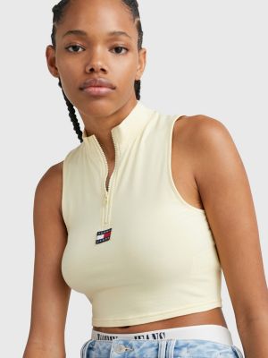 Mock Neck Cropped Tank Top YELLOW Tommy Hilfiger