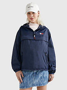 blue packable popover chicago windbreaker for women tommy jeans