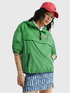 grün verstaubare chicago-windjacke im popover-look für damen - tommy jeans
