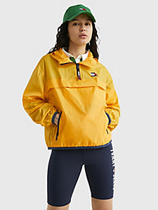 yellow packable popover chicago windbreaker for women tommy jeans