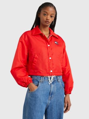 Back Logo Cropped Coach Jacket RED Tommy Hilfiger