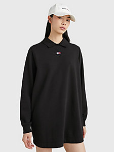 black polo collar sweater dress for women tommy jeans