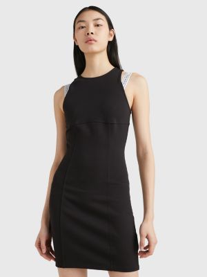 black logo tape bodycon dress for women tommy jeans