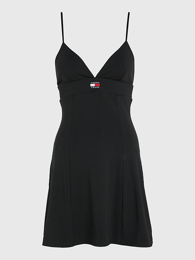BLACK Fit And Flare Ribbed Badge Dress for women TOMMY JEANS