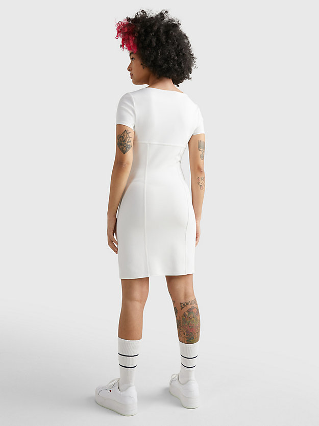 WHITE Archive Square Neck Bodycon Dress for women TOMMY JEANS
