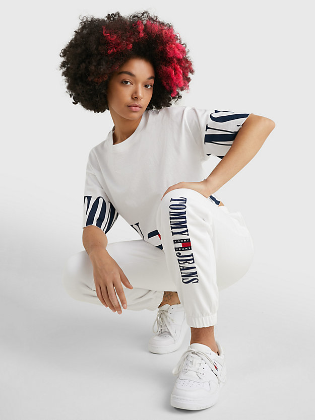 WHITE Archive Badge Relaxed Joggers for women TOMMY JEANS