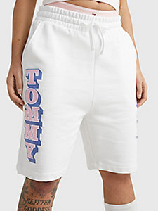 weiß relaxed fit sweat-shorts mit logoprint für damen - tommy jeans