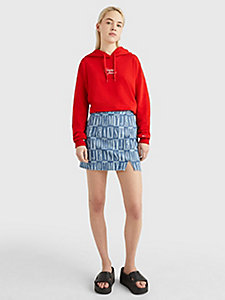 rot essential boxy fit hoodie mit logo für damen - tommy jeans