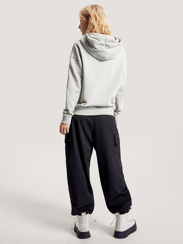 grey drawstring boxy hoody for women tommy jeans