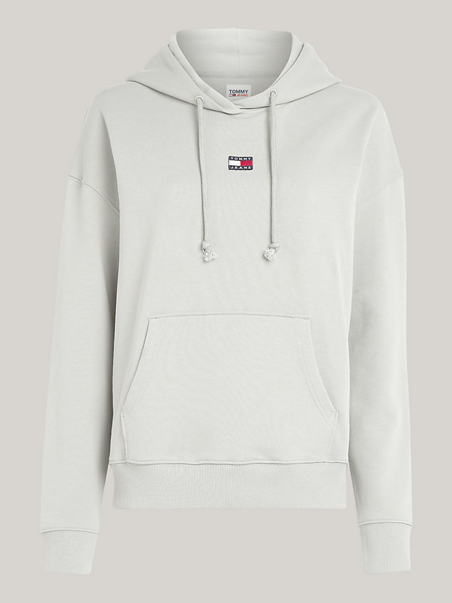 grey drawstring boxy hoody for women tommy jeans