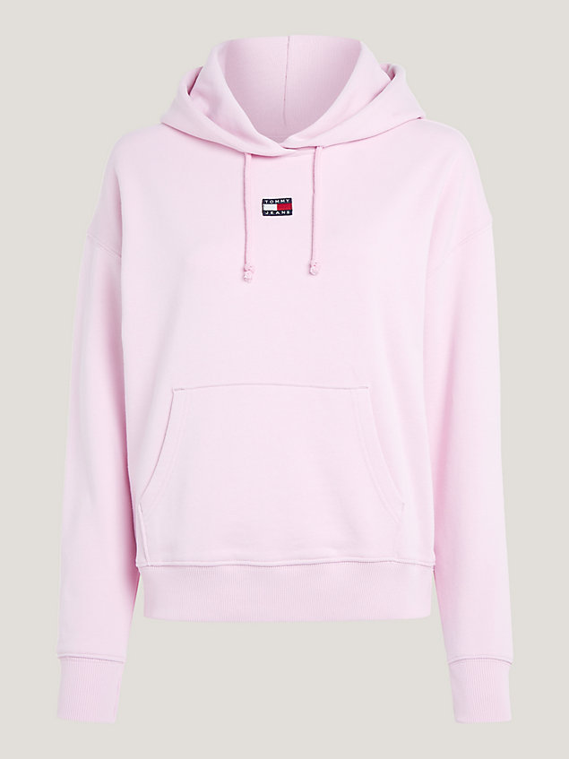 pink boxy fit hoodie mit tunnelzug für damen - tommy jeans