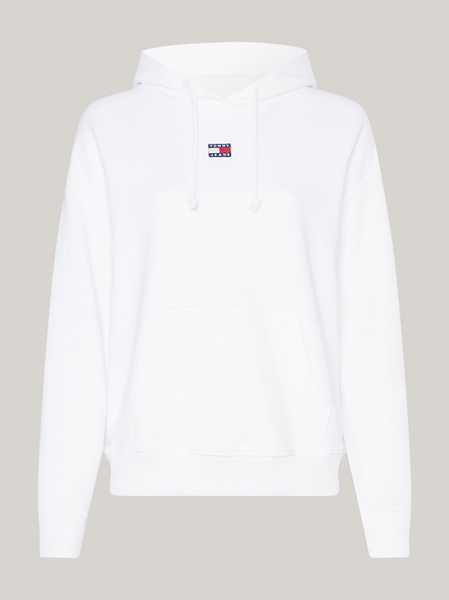 white boxy fit hoodie mit tunnelzug für damen - tommy jeans