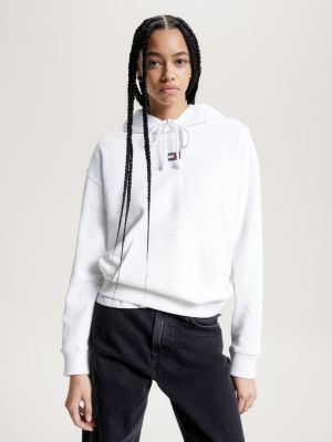 Boxy Fit Weiß Tommy Hoodie | Hilfiger | Tunnelzug mit