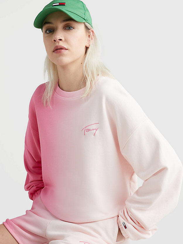 LASER PINK Signature Dip Dye Boxy Sweatshirt for women TOMMY JEANS