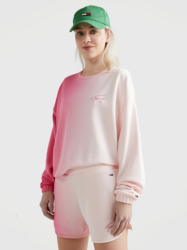 LASER PINK Signature Dip Dye Boxy Sweatshirt for women TOMMY JEANS