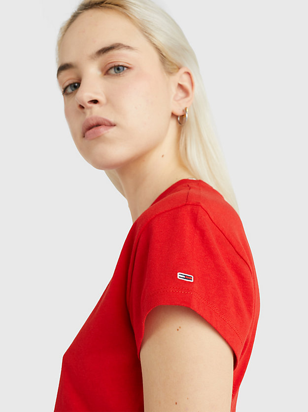 DEEP CRIMSON Essential Logo Fitted T-Shirt for women TOMMY JEANS