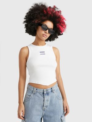 Badge Ribbed Crop Top | WHITE Hilfiger