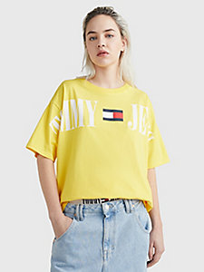 t-shirt oversize archive con logo giallo da donna tommy jeans