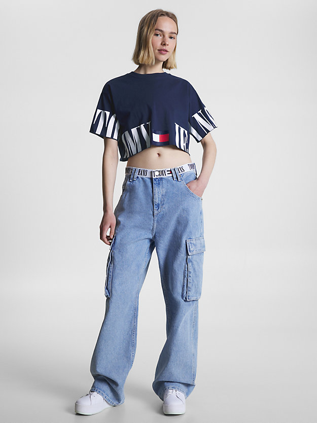TWILIGHT NAVY Logo Oversized Fit Cropped T-Shirt for women TOMMY JEANS
