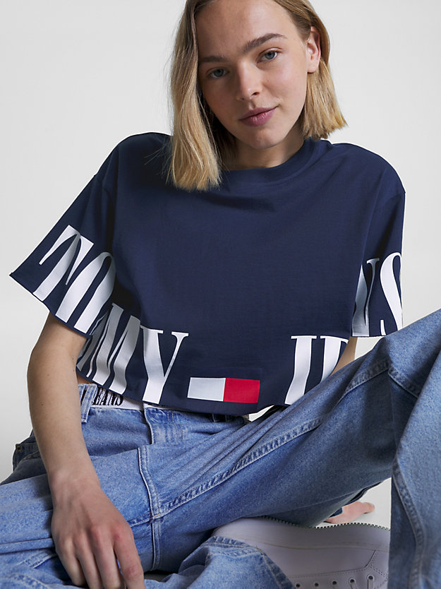 TWILIGHT NAVY Logo Oversized Fit Cropped T-Shirt for women TOMMY JEANS
