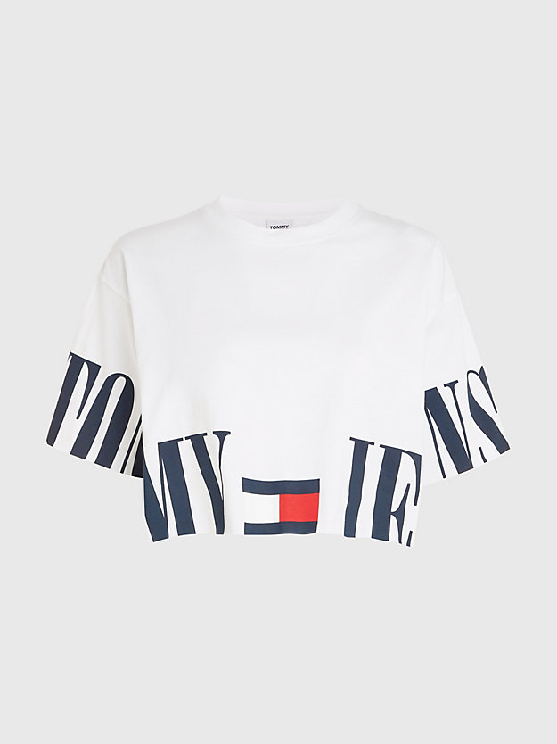 WHITE Logo Oversized Fit Cropped T-Shirt for women TOMMY JEANS