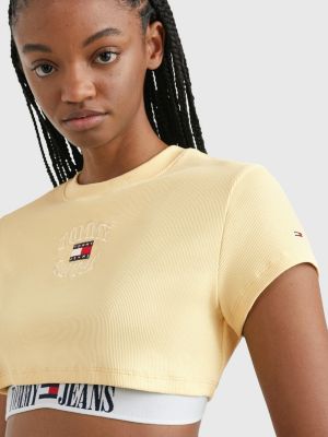 Mirror Logo Ultra Cropped TShirt YELLOW Tommy Hilfiger