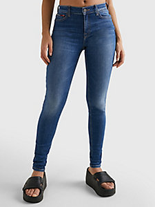 vaqueros nora de talle medio con corte ceñido denim de mujer tommy jeans