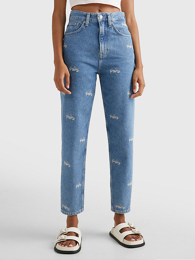 denim tapered mom jeans met ultrahoge taille voor dames - tommy jeans