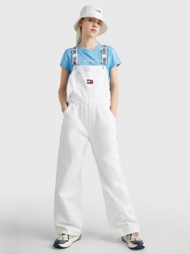 Recycled Denim Wide Leg Dungarees