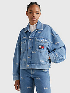 denim oversized wide sleeve recycled denim jacket for women tommy jeans