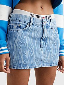 denim sophie swirl recycled denim mini skirt for women tommy jeans