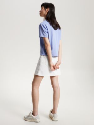 blue classic fit t-shirt aus recycling-material für damen - tommy jeans