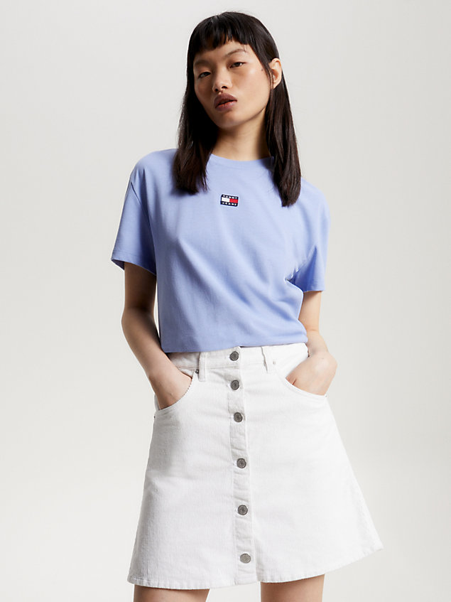 blue recycled classic fit badge t-shirt for women tommy jeans