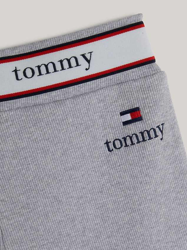 grey ribbed logo waistband cycle shorts for women tommy jeans
