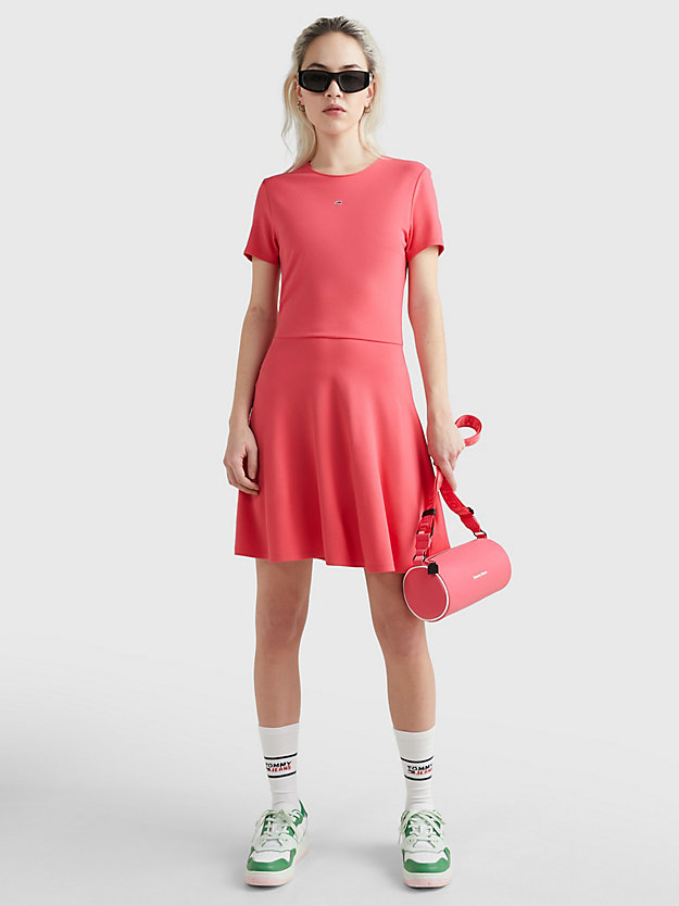 LASER PINK Essential Fit And Flare Dress for women TOMMY JEANS