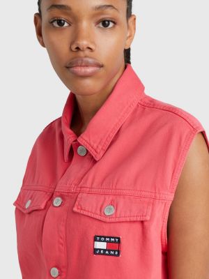 Oversized Sleeveless Denim Jacket PINK Tommy Hilfiger