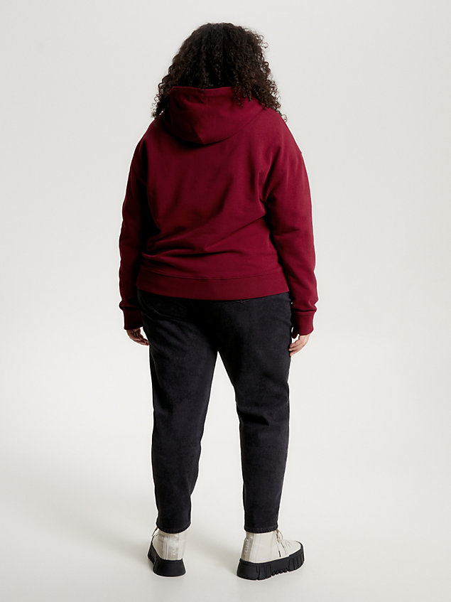 red curve boxy hoodie met badge voor dames - tommy jeans