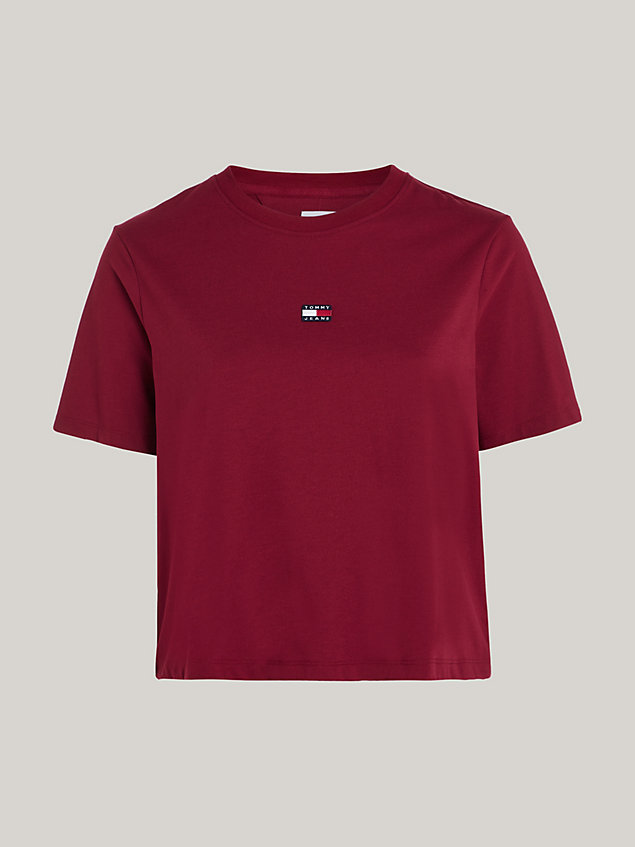 red klasyczny t-shirt curve z naszywką dla kobiety - tommy jeans