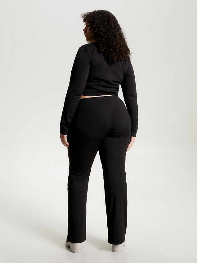 black curve cropped t-shirt met lange mouwen voor dames - tommy jeans